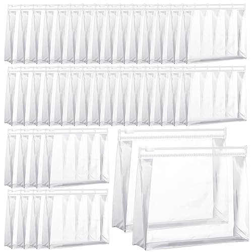 Xuniea 100 Pcs Mini Clear Makeup Bag PVC Small Travel Toiletry Organizer Pouches Bulk Waterproof Transparent Plastic Cosmetic Bag with Zipper for Women Men Travel(8.6'') - size: 8.6''