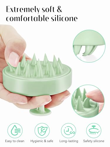 HEETA Scalp Massager Hair Growth, Soft Silicone Scalp Scrubber Shampoo Brush for Exfoliation, Dandruff Removal Head Massage Stress Relax, Wet & Dry Use for Thick Thin Curly Hair Care, Lime Green - color: Lime Green