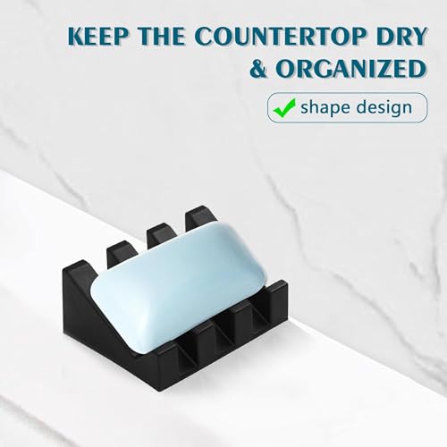 Self Draining Soap Dish Holder,Silicone Soap Dish,for Bathroom,Kitchen, Sponges，Can Extend Soap Life，Keep Soap Bars Dry and Easy Cleaning (N-Black,3-Pack) - color: N-black,3-pack
