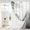 MitoVilla 3 in 1 Long Grey Marble Shower Curtain Set-72 W x 78 H, Modern Ripple Shower Curtain and Waterproof Fabric PEVA Liner Set with 12 Stainless Steel Hooks - color: 3 in 1 - Grey, size: 72"W x 78"L (Pack of 1)