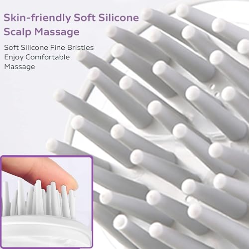 Silicone Scalp Massager, Manual Hair & Scalp Scrubber Shampoo Brush for Dandruff, Buildup, Itch, & Hair Growth - Soft Exfoliating Silicone Bristles for Wet & Dry Hair (Grey)