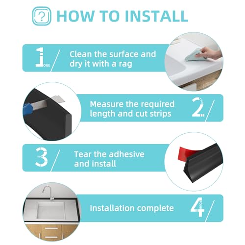 Shower Threshold Water Dam,Walk in Shower Water Guard, Shower Dam Water Barrier Bathroom Sink Splash for Dry And Wet Separation Caulk Seal Strip Edge Trim (39Inch, Black) - color: Black, style: 39Inch