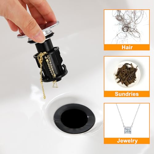 TIORIY Vessel Sink Drain Without Overflow, Bathroom Pop up Sink Drain Fit for 1 3/4 Inch Vessel Sink, Built-in Anti Clogging Sink Stopper, Chrome - color: No Overflow Chrome
