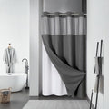 eachope Charcoal No Hook Waffle Weave Shower Curtain with snap-in Liner Replacement, 230GSM Waterproof Fabric Hotel Shower Curtain Set for Bathroom, Through Mesh Top Window,60Wx74H - color: Charcoal, size: 60"W x 74"L (Pack of 1)