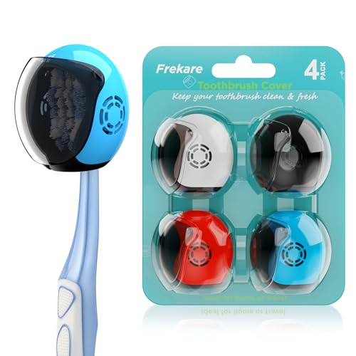 Frekare Toothbrush Covers Caps, Toothbrush Cover Brush Pod Case, Toothbrush Case Protector Fits Most Manual And Electric Tooth Brushes For Bathrooms Household Travel 4 Pack - color: White, Black, Blue, Red