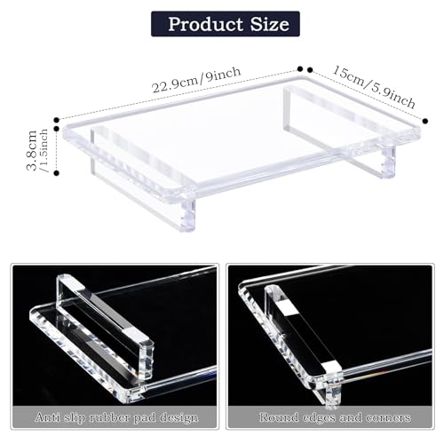 Acrylic Bathroom Counter Vanity Tray Organizer for Perfumes and Candles | 2-Pack, 12mm Thick, Acrylic Riser, Scratch-Resistant, Soap, Jewelry & Sink Tray, Kitchen, Apartment, Dorm & Office Decor - size: Large-9 x 5.9 x 1.5 inches