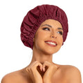 Edoneery Reusable Shower Caps for Women, Waterproof Long Hair Bonnet | Washable Design, Wide Elastic Band, Large Fit, Holds Long Hair, Braids Friendly, Bath Accessories, Spa, Travel - color: Burgundy
