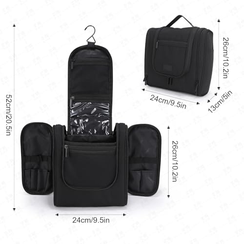 Hanging Toiletry Bag with Hook, Travel Cosmetic Makeup Bag Organizer for Accessories, Shampoo, Shaving Bag for Toiletries Accessories,Travel Essentials Kit (Black) - color: Black