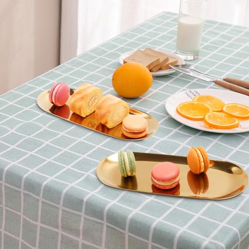 Stainless Steel Towel/ Dish Plate, Tea/ Fruit Storage Trays Cosmetics Jewelry Organizer, Gold, Oval