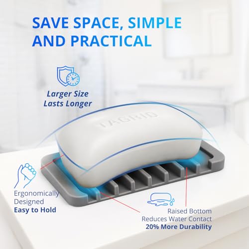 TAGRID Tea Tree Soap & Silicone Soap Dish Set: Long-Lasting Body Soap for Athletes & Daily Use with Quick-Drying, Antibacterial Soap Dish for Optimal Hygiene and Protection