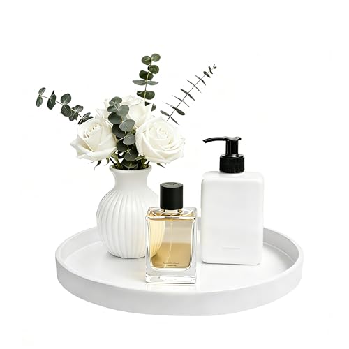 1 Pack 9" Bathroom and Vanity Tray, ABS Bathroom Counter Organizer, Coffee Table Decor for Perfume, Candles, Keys &More. Kitchen Countertop Organizer, Decorative Tray Soap Holder, White - color: White, size: 9"