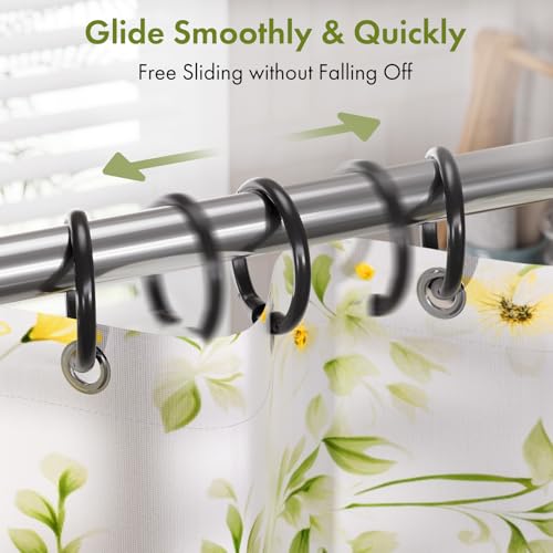 Amazer Black Shower Curtain Hooks Rings, 12 Pcs Shower Curtain Rings, O Shape Plastic Shower Curtain Hooks for Bathroom Shower Rod, Easy to Snap Closure, Black Shower Hooks for Shower Curtain - color: Black, size: 12 Pack
