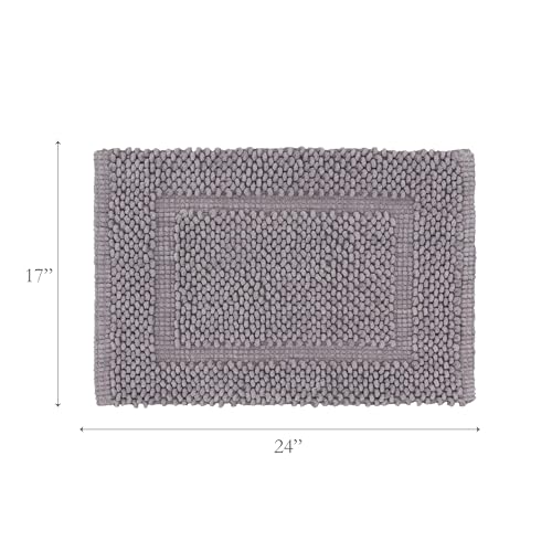 Jean Pierre New York 100% Chenille Cotton Skid Resistant Plush Bath Mat - 17"x24" Bathroom Rug - Charcoal Grey - color: Charcoal Grey, size: 1'5" x 2' (Rectangular)