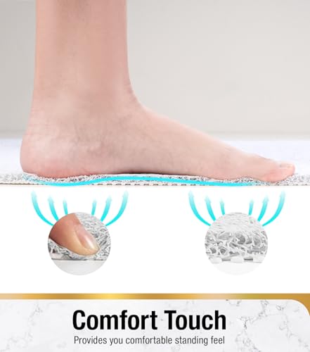 HITSLAM Shower Mat, 32 x 24 Inch Non Slip Bath Mat for Tub, Soft PVC Loofah Bathtub Mats with Drain Holes, Quick Drying Bathroom Stall Floor Mat, Bathroom Accessories Without Suction Cup, White - color: White, size: 32" x 24" (Rectangular)