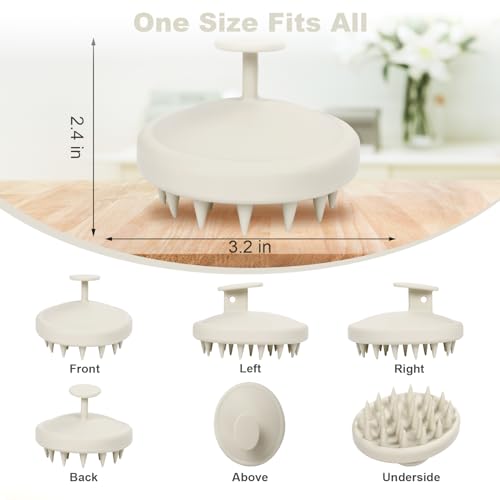 Meartchy Silicone Scalp Massager, Scalp Scrubber for Hair Growth with Soft Bristles, Scalp Exfoliator Brush Dandruff Removal Shampoo Brush for Wet Dry Scalp Care (Warm Grey) - color: Warm Grey