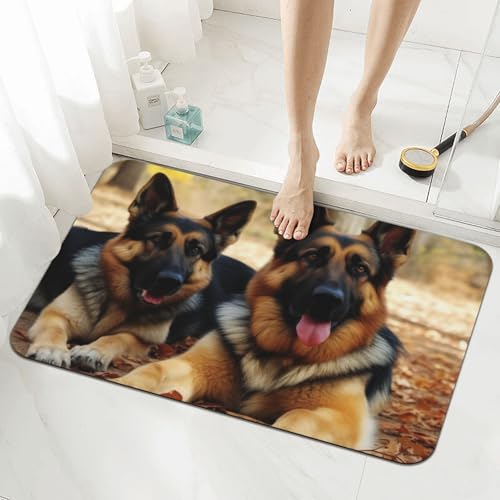 Stone Bath Mats for Bathroom Diatomaceous Earth Bath Mat Super Absorbent Floor Mat German Shepherd Dog Stone Drying Mats Quick Drying Diatomite Shower Mat for Bathtub Pad 15.7x23.6in - color: German Shepherd Dog