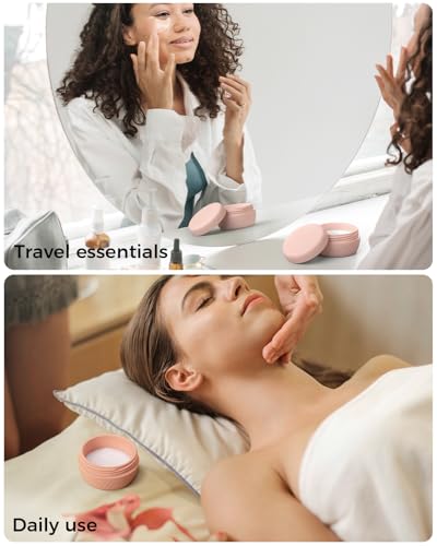 TakeToday Travel Containers for Toiletries, 2oz, 4 Pack, Apricot | Air Travel Leak-Proof, TSA Approved, Silicone Jars with Lid, for Cosmetics & Toiletries - color: Grey