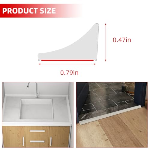 Flexible Shower Threshold Water Dam, Self Adhesive Silicone Water Barrier, Bathroom and Kitchen Water Strip, Shower Splash Guard for Dry and Wet Separation, 78inch, Clear - color: Transparent, style: 78Inch