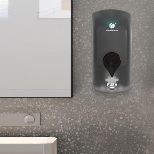 Foaming Hand Soap Dispenser, 35oz (1000ml) Manual Refillable Wall Mount Soap Dispenser, Durable ABS Plastic, for Commercial/Home/Bathroom/Kitchen, Translucent Black, CHUANGDIAN - color: Transparent Black