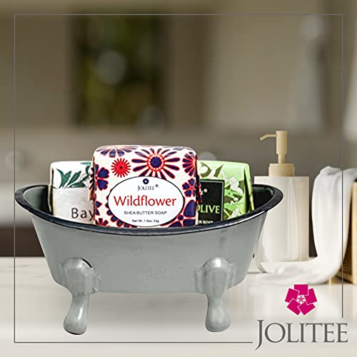 Rustic Enamel 1 Piece 5.5" Metal Clawfoot Mini Bathtub Soap Dish Mini Bath Tub Decoration Clawfoot Tub Soap Caddy Grey - color: Grey