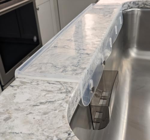SiliProducts SiliSink XL Silicone Edge Guard for Kitchen Sink - Fits 3.75” - 4” Wide - The Original Silicone Sink Edge Protector with Sponge Caddy - Splash Guard, 20” Clear Diamond - color: Clear Diamond, size: 4in x 20in