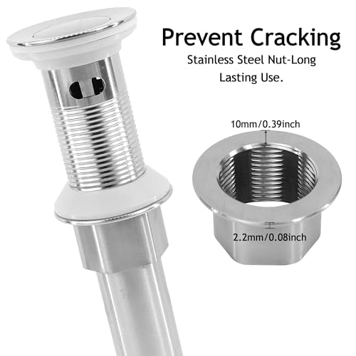 Bathroom Sink Drain,5 Pack Drain Stopper with Overflow,Small Cap Pop Up Drain Assembly with Detachable Strainer Basket,Built-in Anti-Clogging, Stainless Steel Nut Brushed Nickel - color: 5 Pack-brushed Nickel-small Cap, style: With Overflow