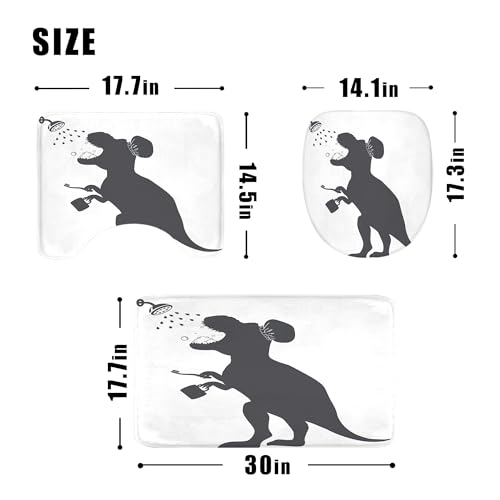 4PCS Kids Dinosaur 71Wx71H Inches Funny Animal Dino Silhouette Shadow Shower Curtain Sets with Rugs, Toilet Lid Cover and Bath Mat, Cute Bath Accessories Art Home Decor Fabric 12 Pack Hooks - color: A2-dinosaur