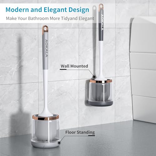 Silicone Toilet Brush and Holder Set, Toilet Bowl Brush with Tweezers Long Handle, Toilet Cleaner Brush for Bathroom Deep Cleaning, Elegant Toilet Scrubber Bathroom Accessories (Dark Gray) - color: Dark Gray
