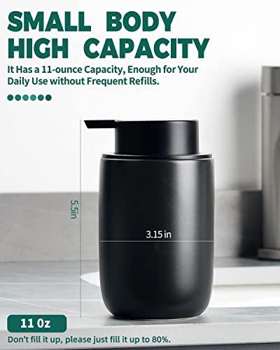 BosilunLife Black Foam Soap Dispenser - Ceramic Foaming Hand Wash Dispenser for Bathroom Modern Farmhouse Small Soap Dispenser Lotion Hand Pump Dispenser for Kitchen Sink - color: Black-foam Pump
