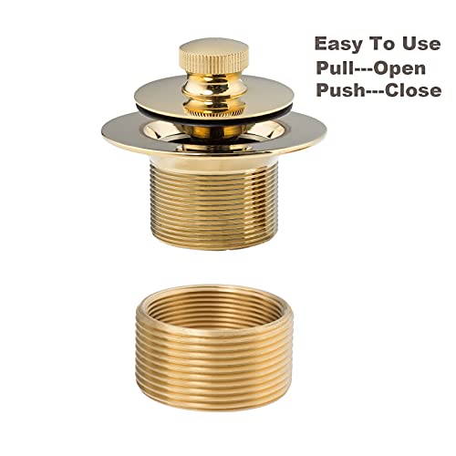 Artiwell Push & Lock Tub Trim Set with Single-Hole Overflow Faceplate, Bathtub Conversion Kit Assembly with Conversion Bar, Universal Fine/Coarse Thread, No Putty Installation (Polished Brass) - color: Polished Brass