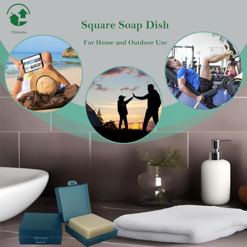 Square Soap Dish Holder for Shower and Travel - Lightweight Waterproof Container With Lid for Dr. Squatch Men's Bar - Toiletry Box for Gym and Bathroom (Blue) - color: Blue