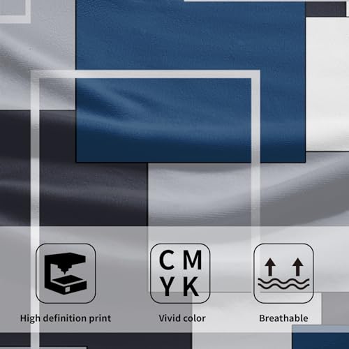 Navy Blue Geometric Hand Towels for Bathroom Set of 2 Navy Blue Black Modern Decorative Hand Towels for Bathroom Microfiber Abstract Hand Bath Towel Kitchen Towels Quick Dry Towel Sets 14"x28" - color: Navy Blue Black Modern