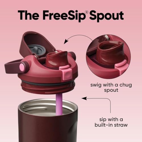 Owala FreeSip Sway Insulated Stainless Steel Water Bottle with Two-Way Spout, Built-In Straw and Bucket Handle, Made for Travel, School, and Sports, 30oz, BPA Free, Leak Proof, Black Cherry - color: Black Cherry, size: 30 Ounces