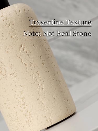 Soap Dispensers 11OZ, 2PCS, Travertine Stone Look, Faint Yellow | Luxurious, Modern, Resin, For Hand Soap, Dish Soap, Shampoo and Conditioner, Lotion, for Bathroom Countertop Kitchen Sink - color: Faint Yellow
