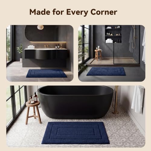 GRANNY SAYS Deep Blue Bathroom Rug, 20" x 32", Non-Slip, Water Absorbent, Microfiber, Machine Wash Dry - color: Deep Blue, size: 1'8" x 2'8" (20" x 32")