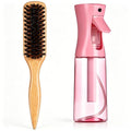 Slick Back Hair Brush,Natural Soft Boar Bristle Hair Brush and Spray Bottles,Made of Soft And Smooth Boar Bristles - Wide Teeth Shape And Define Curls - Styles Women Curly Hair (PINK)