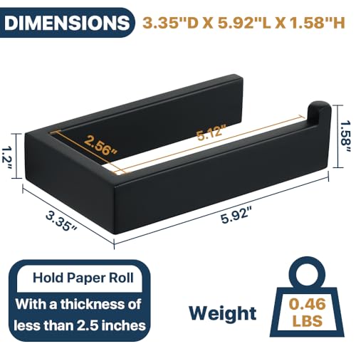 Sayayo Matte Black Toilet Paper Holder Wall Mount, RV Toilet Tissue Holder for Bathroom Tp Holder Square, SUS304 Stainless Steel 6 Inch - color: Black - Drilling