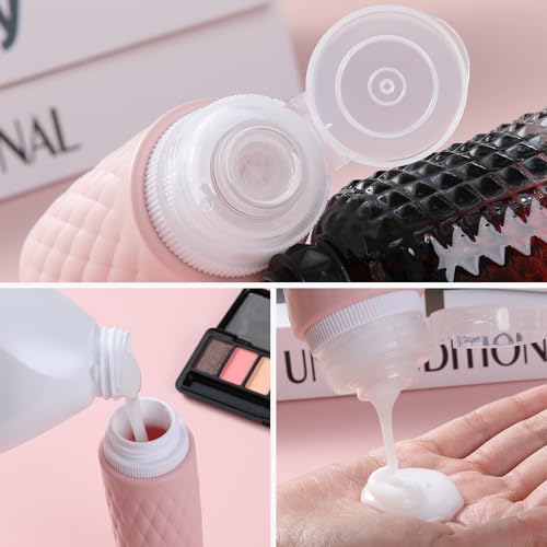 kuangre 8 Pack Travel Bottles for Toiletries - 3 OZ / 90 ML, | Leak Proof Silicone Containers with Clear Bag, Travel Size Toiletries for Lotions, Creams, Foundation, Shampoo, body wash and More | - color: Terracotta