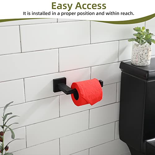 KOKOSIRI Black Toilet Paper Holder for Bathroom Tissue Paper Dispenser Stainless Steel Toilet Roll Holder Hold Mega Rolls Wall Mounted, B2006BK - color: Matte Black