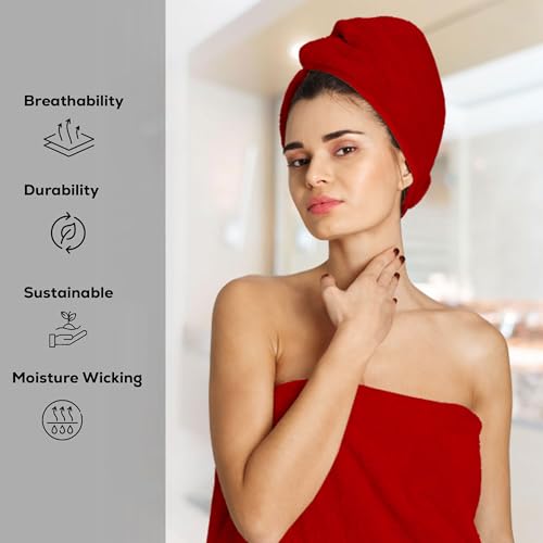 GOLD TEXTILES Premium Bath Towels Set (Pack of 4,27 x 54) 100% Ring-Spun Cotton Bathroom Towels for Hotel, Spa, Soft and Absorbent (27 x 54, Red - 4 Pcs) - color: Red, size: 4 Pack 27x54