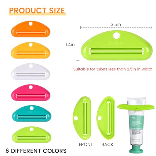 LOVEINUSA 6 PCS Toothpaste Tube Squeezer Dispenser, Tooth Paste Roller | Squeezer Holder for Saving Toothpaste Facial, Cleanser Creams, Multicolor - color: 6pcs