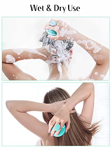 HEETA Scalp Massager Hair Growth, Soft Silicone Scalp Scrubber Shampoo Brush for Exfoliation, Dandruff Removal Head Massage Stress Relax, Wet & Dry Use for Thick Thin Curly Hair Care, Green - color: 02-green