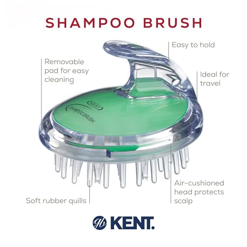Kent SH1 MNT Scalp Scrubber Hair Brush and Scalp Exfoliator Brush for Distributing Shampoo and Conditioner, Shower Scalp Massage Tool and Hair Growth Brush Shower Brush with 42 Soft Rubber Bristles - color: Mint, size: 6 Pack