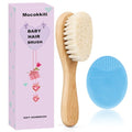 Baby Hair Brush, Mocokkiti Goat Bristles Brush and Baby Cradle Cap Brush Set for Cradle Cap Wood Bristle Brush for Newborns and Toddlers, Blue Silicone Brush (2PCS) - color: 2PCS (Blue Silicone Brush)