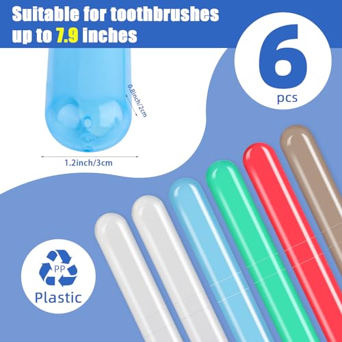 6 Pack Travel Toothbrush Case Breathable Portable Toothbrush Holder Plastic Toothbrush Cover Container for Couples Valentine Gifts, Traveling, Bathroom, School, Home, Business, Camping - color: Red+Blue+Green+Grey+Lucency(2)