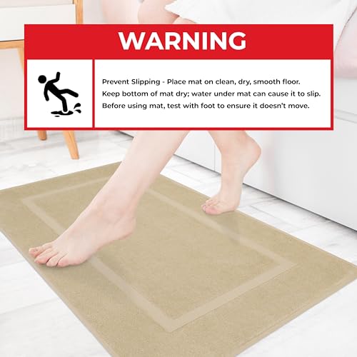 Cotton Paradise 100% Cotton Turkish Bathmat Set, Soft Absorbent Quick Dry, 2 Piece 20x34 Bathmat Floor Set, Beige - color: Beige, size: 2 PC 20x34"