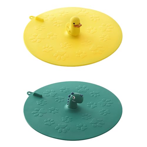 2pcs Cartoon Deodorant Floor Drain Cover, Sink Plug Anti Clogging, Bathtub Swimming Pool Filter, Hair Plug, Circular Kitchen Sink Drain Plug for Sewer - color: Mixcolor1