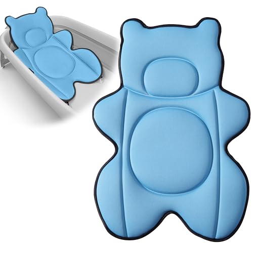 Infant Baby Bath Cushion,Fits Inside Most Baby Bathtubs, Breathable Soft Baby Bath Support Seat,Baby Bath Pad Bath Pillow for Bathtub,Newborn Bath Mat with 4 Suction Cups (Blue) - color: Blue