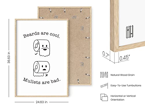 HAUS AND HUES Funny Bathroom Decor – Beard and Mullet Artwork, Playful Restroom Poster, Humorous Washroom Accent (24x36, Beige Frame) - color: Beard/Mullet, size: 24"L x 36"W, style: Beige Framed