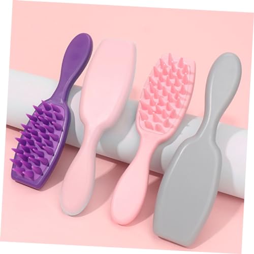 Hemoton Hair Scalp Comb 3-Pack Silicone Shampoo Brush with Soft Massage Points for Deep Cleansing Dandruff Removal and Hair Detangling Portable Family Scalp Massager for Wet Dry Use